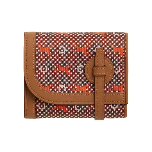 HERMES Swift Карман Кошелек из кожи женский золотой красный и оранжево-красный