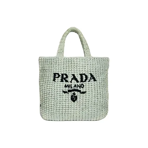 PRADA Raffia Tote Bag Shopping Bag Women's Aqua Green