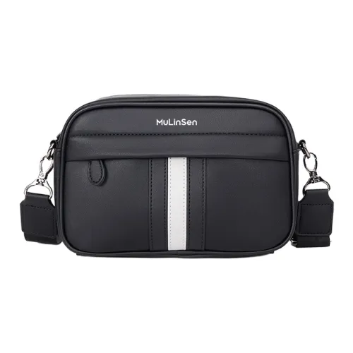Mulinsen ПУ (полиуретан) Сумка через плечо Сумка на плечо Стандартная Мужская Белый с синими полосами Черный