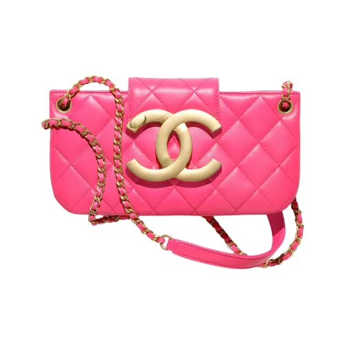 CHANEL Sheepskin Baget Bag Сумка через плечо Женская Персиково-розовая