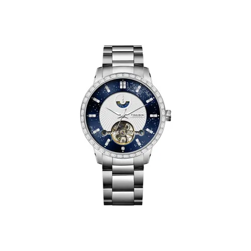 TINAIBIN Galaxy Light Collection Автоматический Механический Механизм Стальной Ремешок Мужские Часы Серебристый Циферблат