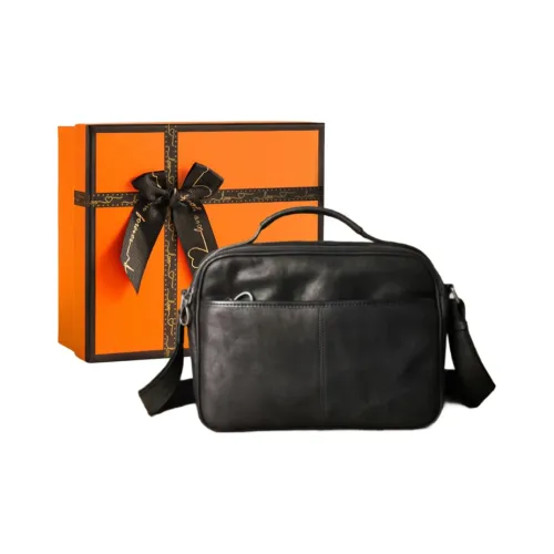 OUBOTE Корова Кожа Одно Плечо Сумка Мужская Черная