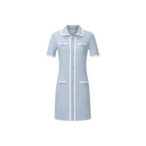 KARL LAGERFELD SS25 Короткий рукав Платье Женское Синий