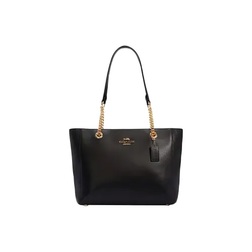 COACH Marlie Сумка Tote из кожаной ткани Сумка для покупок Сумка через плечо Сумка Большая Женская Черная