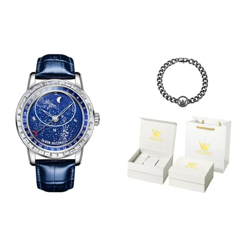 OLEVS Radiant Collection Автоматический Механический Механизм Часы Мужские Синий Циферблат