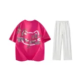 Комплект одежды (Розовая Красная футболка + Белые Серые штаны Фотиния)