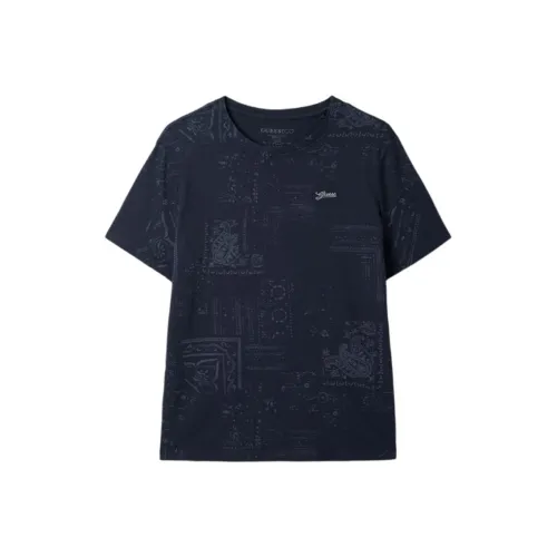 GUESS Морской Синий Мужская T-Рубашка