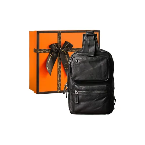 OUBOTE Сумка через плечо из коровьей кожи Мужская Черная