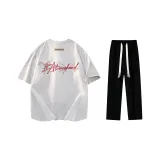 Комплект одежды (Белая и Серая футболка + Красная молния + Черные повседневные штаны)