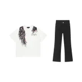 Белый топ+черные брюки