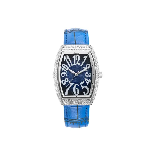 DAVENA Free Time Series Кварцевый механизм Естественная кожа Ремешок Часы Женские Синий циферблат