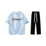 Комплект одежды (Светло-синяя футболка + Черные штаны)