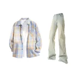 Желтая клетка + грязно-желтые брюки