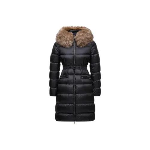 Moncler Boedic С капюшоном овчина длинный пуховик черный женский