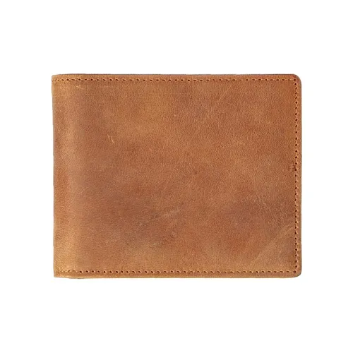 CARTELO Кошелек из крупнозернистой текстуры коровьей кожи Мужской Винтаж Коричневый Темно-коричневый