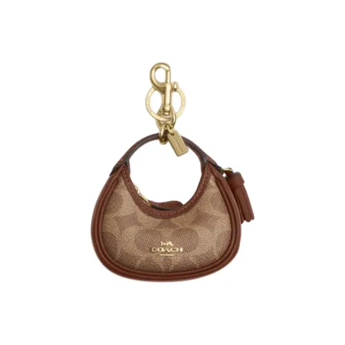 COACH ПВХ Полиэстер Коровья кожа Искусственное золото Кожа Холст Брелоки Унисекс Коричневый
