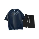 Темно-синий топ, черный низ