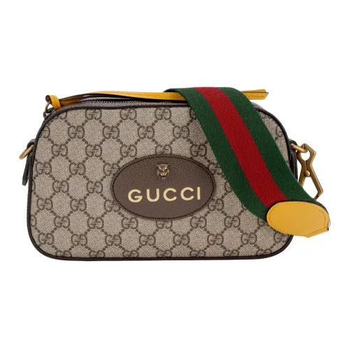 GUCCI Neo Vintage Series Холст с кожей Camera Сумка Сумка через плечо Сумка на плечо Стандартная Унисекс Цвет Эбеновое дерево и Коричневый