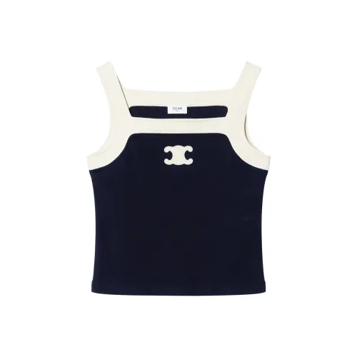 CELINE SS24 Майка Женская Глубокое море Синий