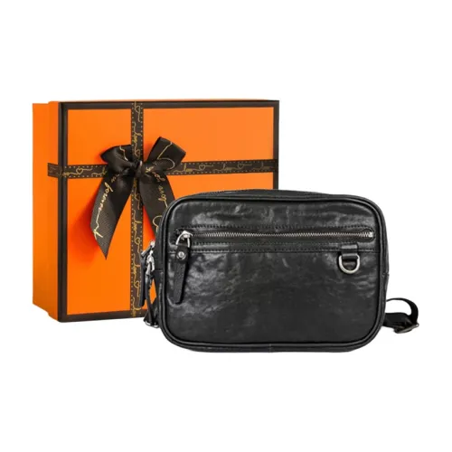 OUBOTE Сумка через плечо из коровьей кожи стандартная мужская черная