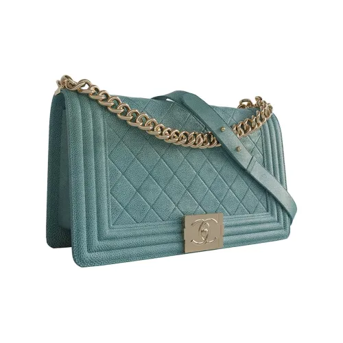 CHANEL Личи Кожа Телячья кожа Сумка с клапаном Сумка через плечо Средняя Женская Мятно-зеленая