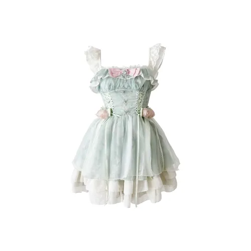 TSKIU Зеленое Женское Лолита Платье