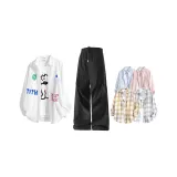 3 Пачка [Белый+Черный Брюки+Случайная Рубашка]