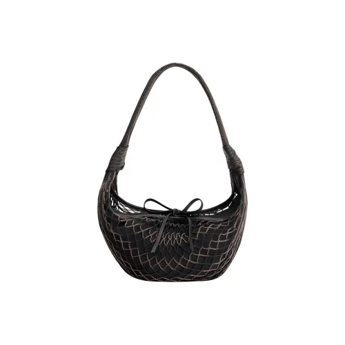 Lemaire Ткань с овчиной рыболовная сеть сумка на плечо маленькая женская ледяной каштановый и черный елочка