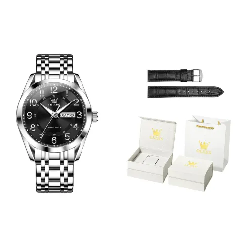 OLEVS Кварцевый механизм ремешок из нержавеющей стали мужские часы белый циферблат