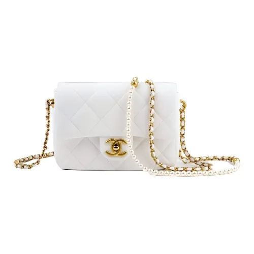 CHANEL Classic Flap CF21K Winter Pearl Chain Сумка через плечо Женская Белая