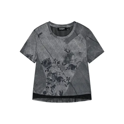 Desigual Черная с принтом Женская футболка