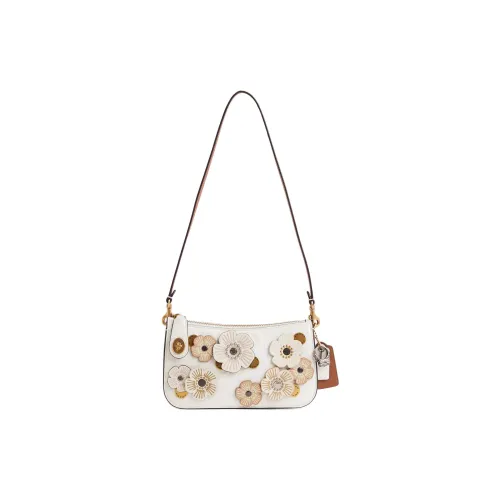 COACH Penn Лакированная кожа Сумка на плечо Маленькая Женская Латунь и Мел