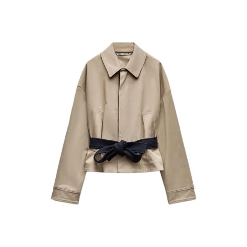 ZARA ZW Series Светло-желтый Коричневый Женские Куртки