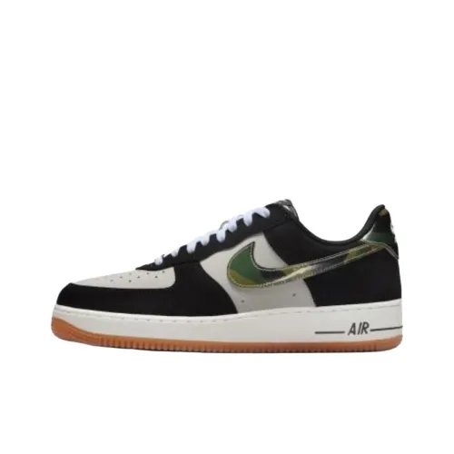 Nike Air FORCE 1 Устойчивые к истиранию Низкие Кроссовки для скейтбординга Унисекс Бежево-черные