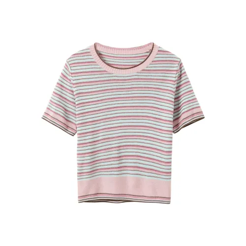 3COLOUR Пастельно-розовый Полосы Женские Трикотаж