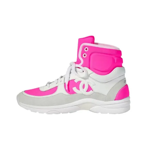 CHANEL Высокие топы Повседневная обувь Мужская Неоновый розовый