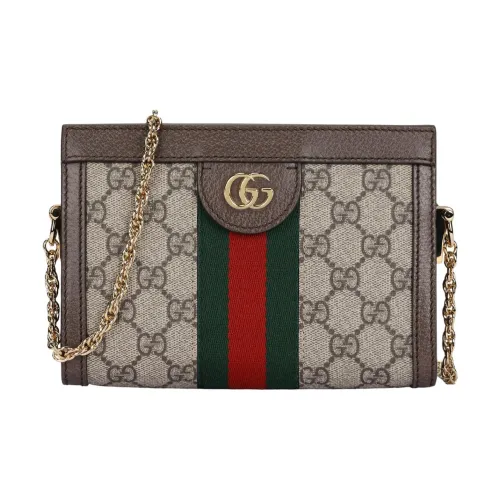 GUCCI Ophidia Холст и Кожа Сумка через плечо Сумка на плечо Мини Женский Эбеновое дерево Коричневый