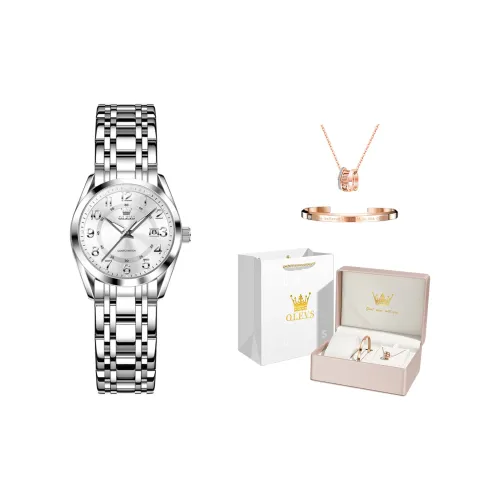 OLEVS Кварцевый механизм нержавеющая сталь ремешок часы женские белый циферблат