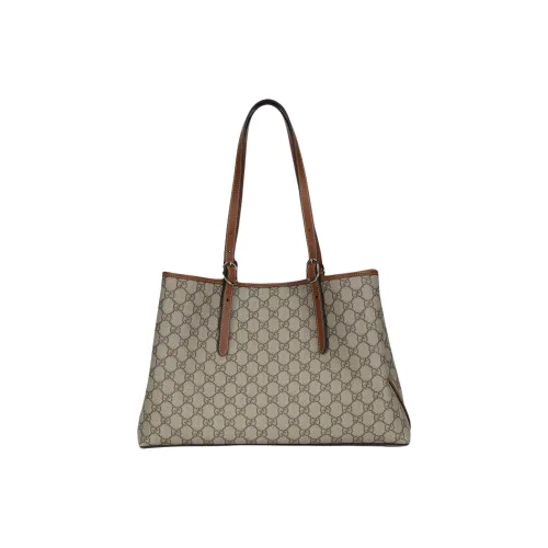 GUCCI Покрытый холст Тоут Сумка Сумка для покупок Сумка на плечо Сумка среднего размера Женская Коричневая