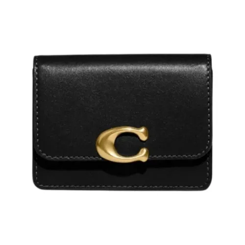 COACH Bandit Телячья кожа Держатель для карт Мини Женский Черный