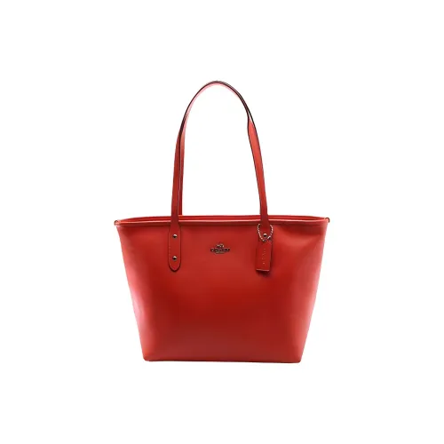 COACH City Zip Tote Коровья кожа Тоут Сумка Сумка для покупок Сумка на плечо Сумка Женская Оранжевая Красная