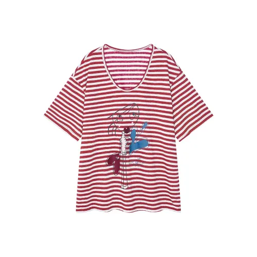 ELF SACK Полосы Пират Красный Женские Футболки