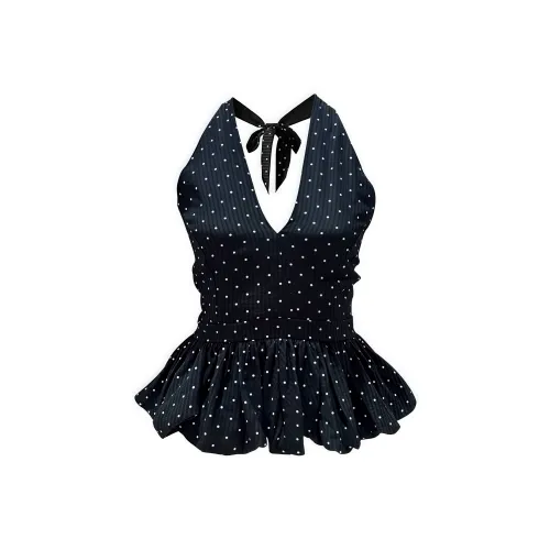 Cosyism Черный гороховый узор женские майки