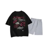 Чёрный топ, светло-серый низ