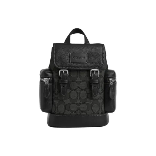 COACH Sprint ICONIC Жаккардовая ткань Сумка через плечо Мини Унисекс Черный Серый