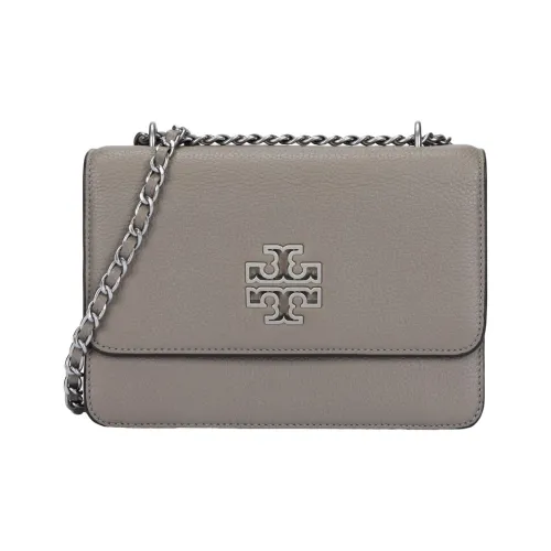 TORY BURCH Britten Зернистая кожа личи кожа сумка через плечо маленькая женская серый Heron