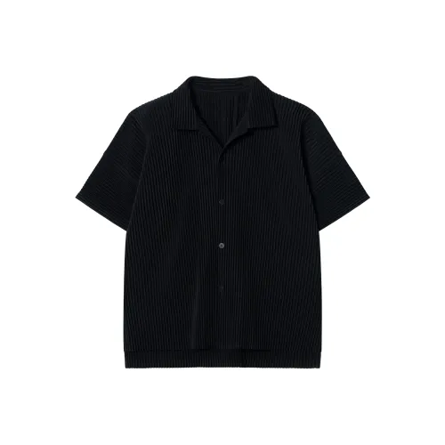 Homme Plissé Issey Miyake Черные Мужские Рубашки
