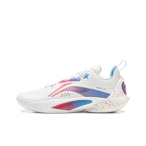 LINING Speed 10 Баскетбольные кроссовки Низкий верх Белый Розовый Синий Мужской