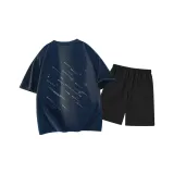 Темно-синий топ, черный низ