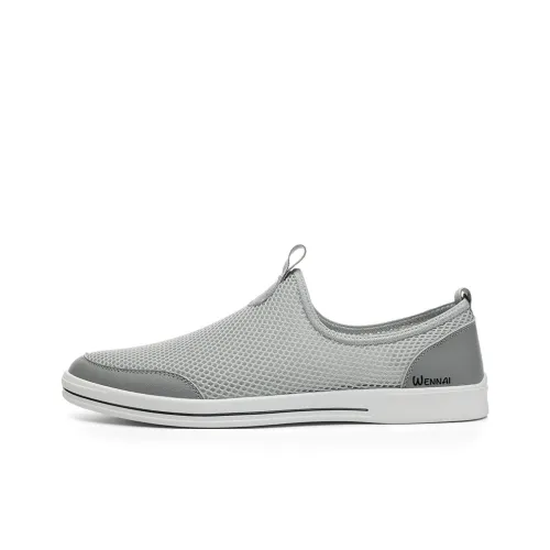 Wen Nai Мужские повседневные туфли Low Топ Серый Slip On Мужской
